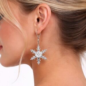 Christopher Radko Snowflake Drop Earrings Christmas Holliday Seasonal Winter